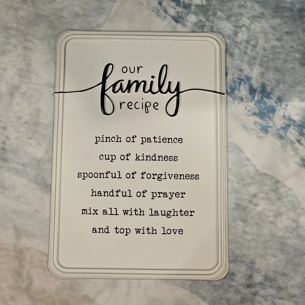 Family Recipe Metal Sign Inspirational Wall Decor‎ Farmhouse Kitchen Plaque